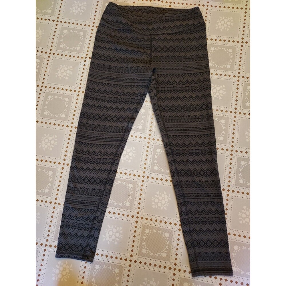 Eddie Bauer Leggings Stretch Pants Womens Medium Gray Tribal Print Stretch